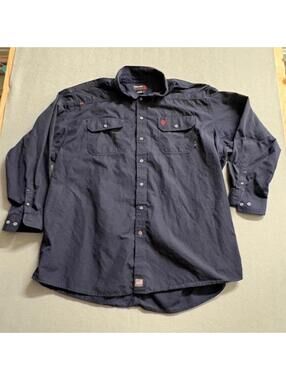 Ariat FR Work Shirt Mens 4XL Navy Blue Flame Resistant Long Sleeve Button Up